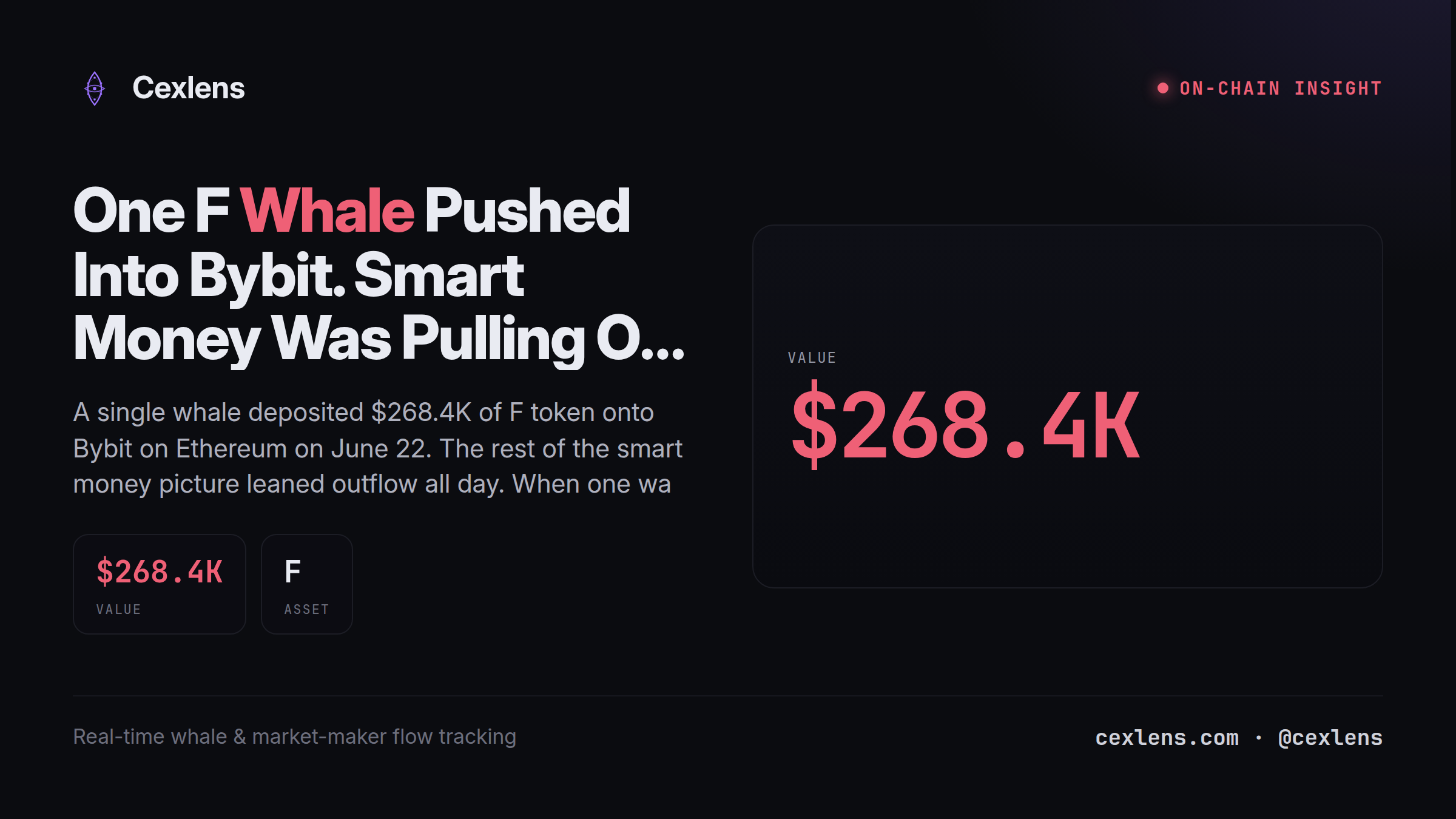 One F Whale Pushed Into Bybit. Smart Money Was Pulling Out All Day.